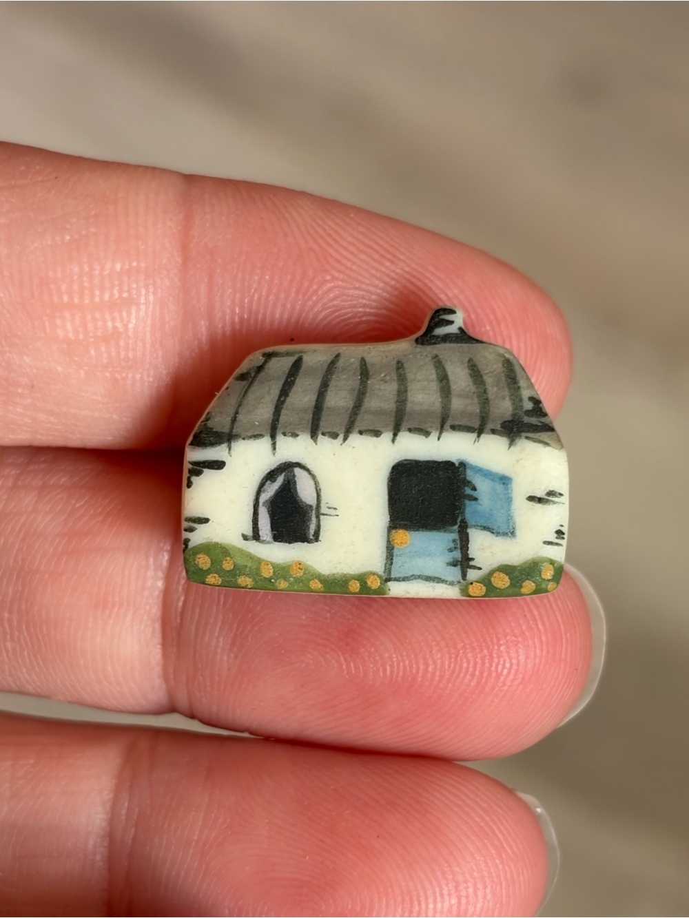 4/$100 Hand-Painted White Cottage Ceramic brooch - Small Home Art Accent